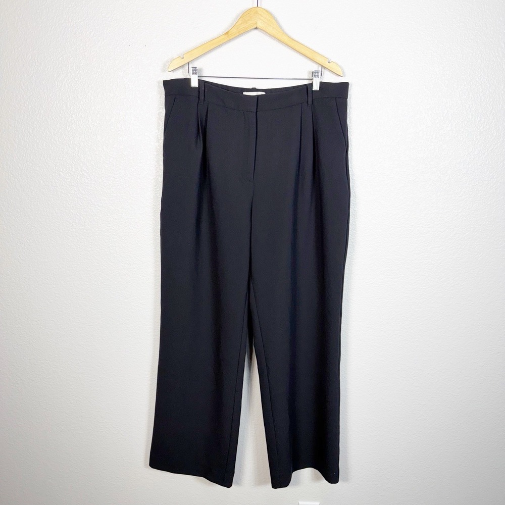 Abercrombie & Fitch Sloane Tailored Pant Size 18/34 Long Black Wide Leg Office